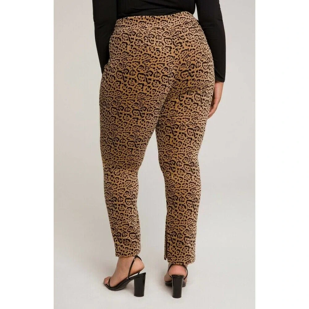 NWT Good American Leopard Print Caramel Brown Velvet High Rise Suit Pant Size 18 - Picture 6 of 11